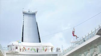 Zip line across one of the biggest cruise ships!