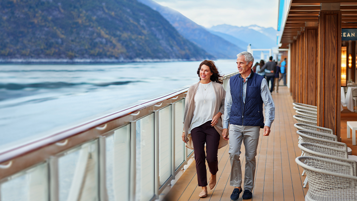 Enjoy a stroll on The Waterfront on select Norwegian ships.