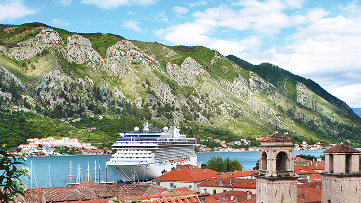 Oceania Marina in dock in Kotor.