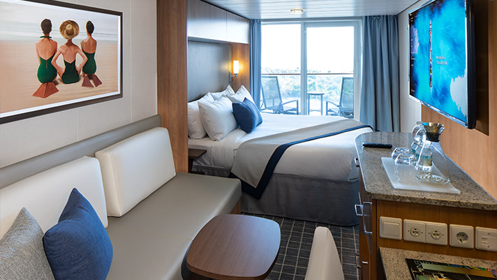 Relax and unwind in the AquaClass stateroom onboard the Celebrity Beyond.