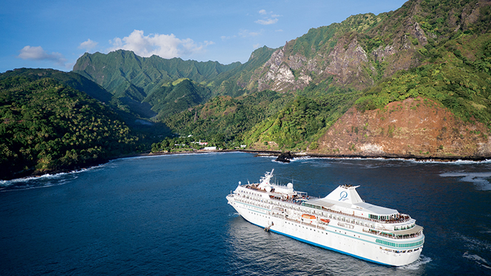 Exterior of The Gauguin near the South Pacific islands.