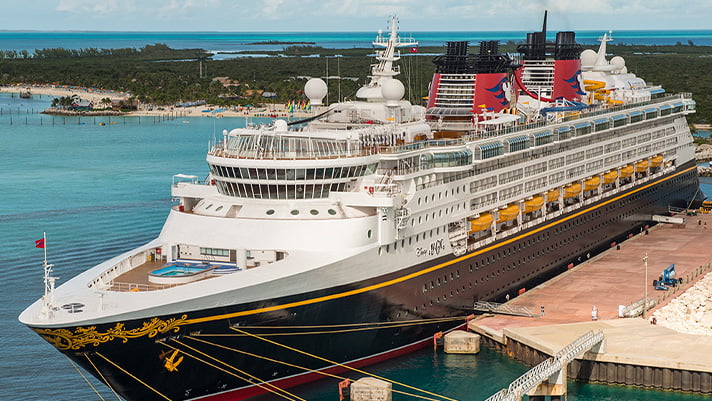 Disney Magic at port in the Caribbean
