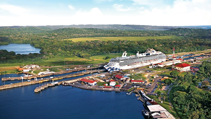 Princess Cruise ship passing through Panama Canal