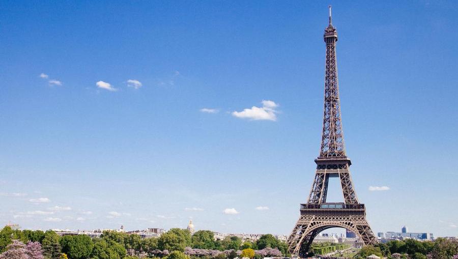 A view of the Eiffel Tower in Paris, France.
