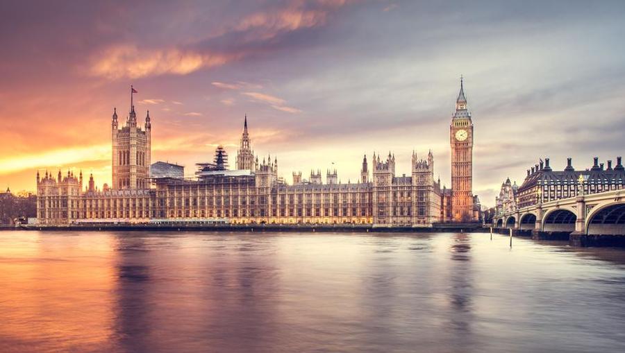 A panoramic view of a London skyline featuring Big Ben.