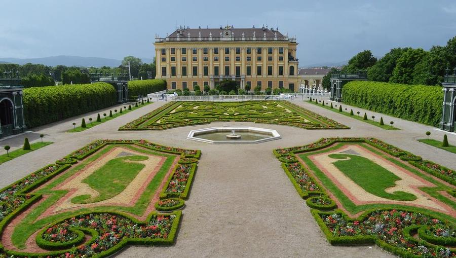 A view of Schonbrunn Palace in Vienna, Austria.