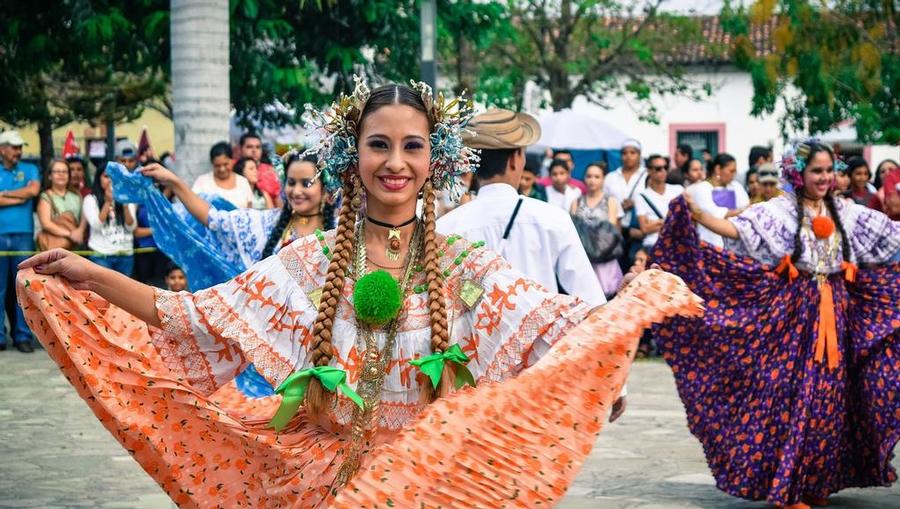 A local of Costa Rica in traditional dance attire.