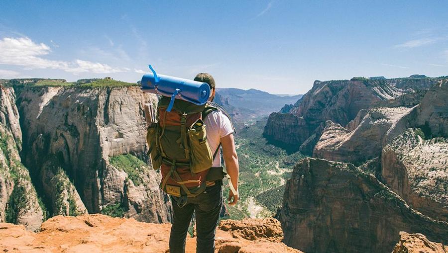 A man overlooking a canyon.