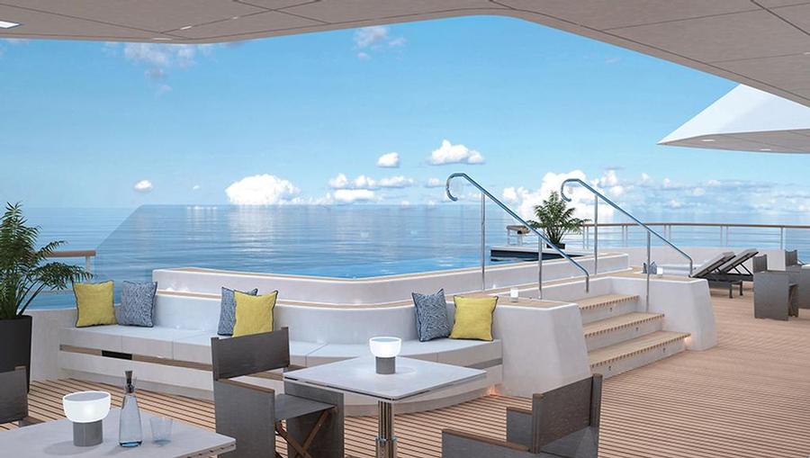 A jacuzzi with an ocean view.