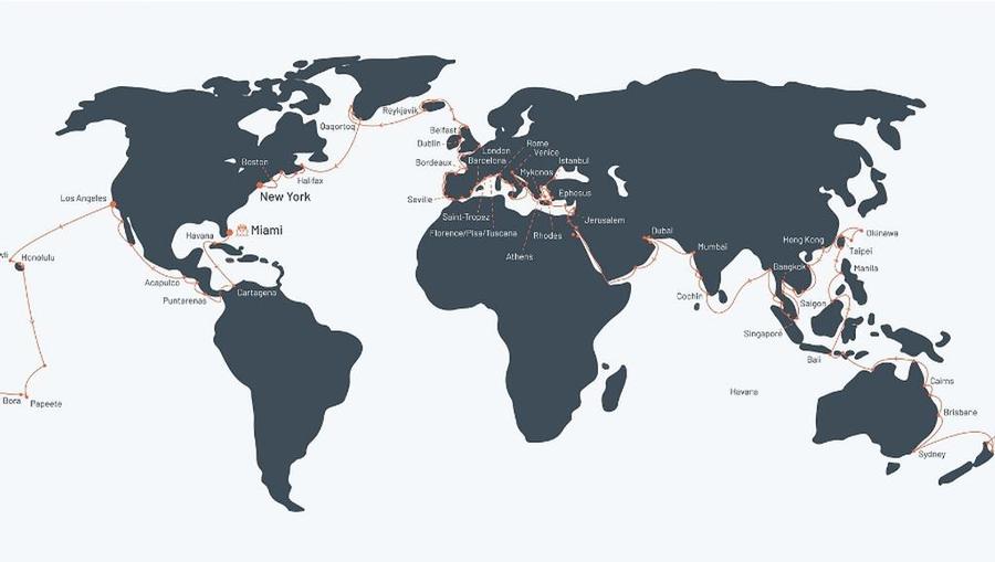 Oceania World Cruise 2021 itinerary map