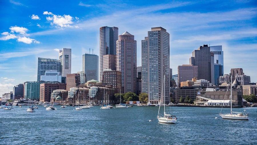 A view of the Boston Harbor in Boston, Massachusetts. 