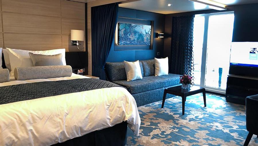 An inside look at one of the Haven Suites onboard Norwegian Joy.