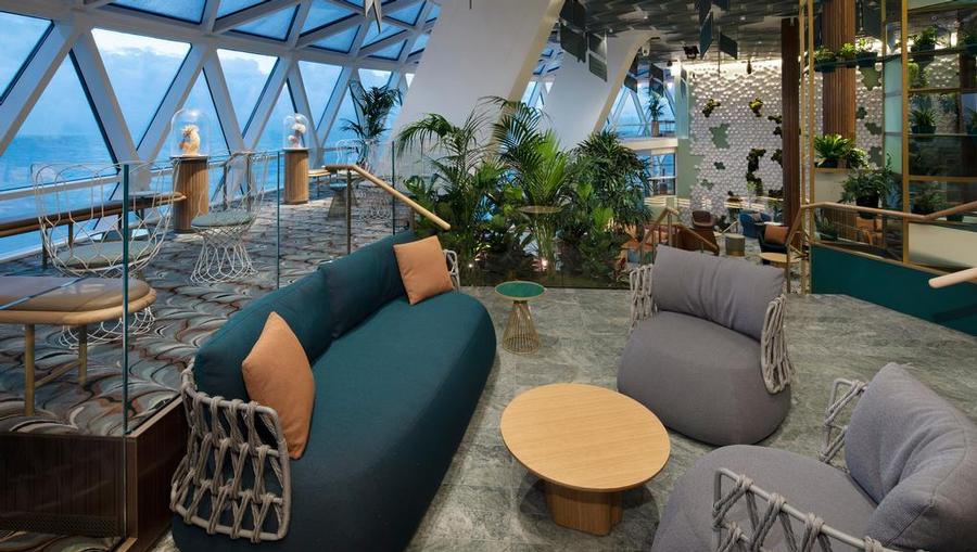 A view of a lounge area in Eden onboard Celebrity Edge 