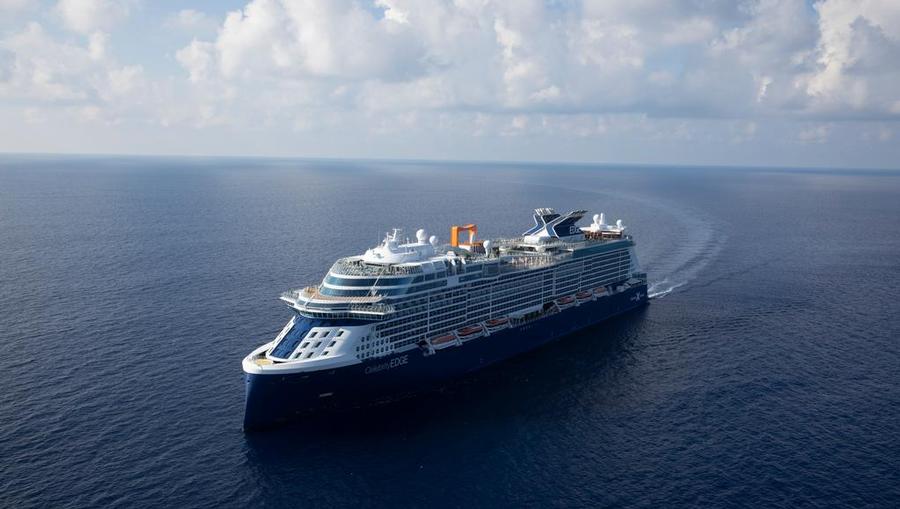 An aerial view of Celebrity Edge. 