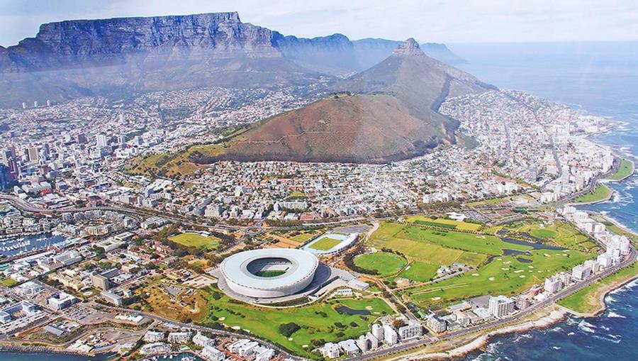 An aerial view of Cape Town, South Africa.