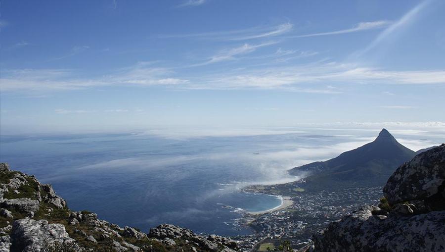 A scenic view from Lion's Head Mountain in Cape Town.