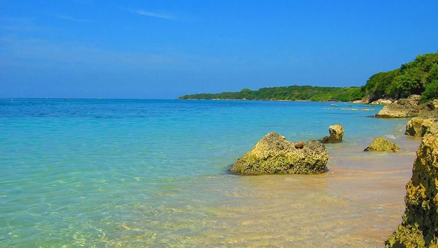 A beach in Cartagena showcasing beautiful weather, 