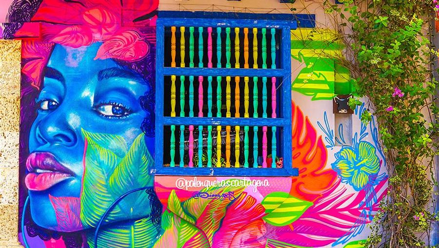 A beautiful mural/ street art in Cartagena, Colombia. 