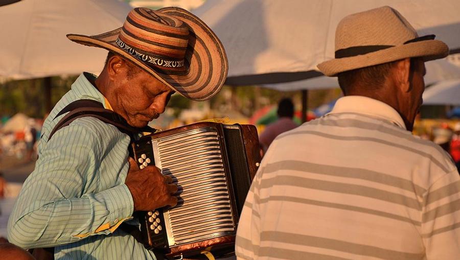 A man playing Vallenato music in Colombia.
