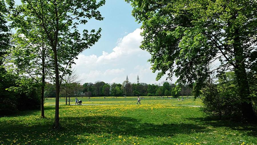 Lush grounds of the English Garden in Munich.