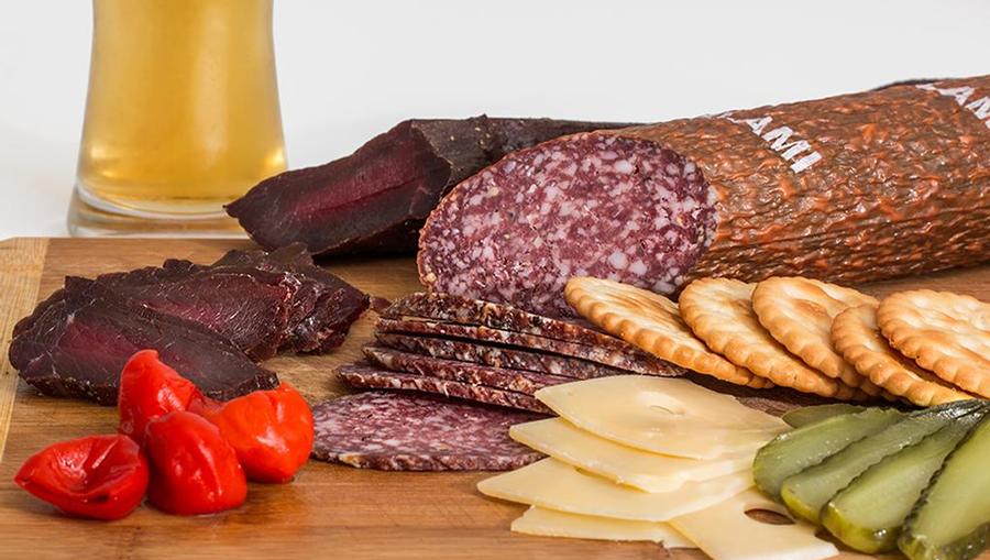 Gourmet meats and cheeses at Dallmayr Delicatessen.