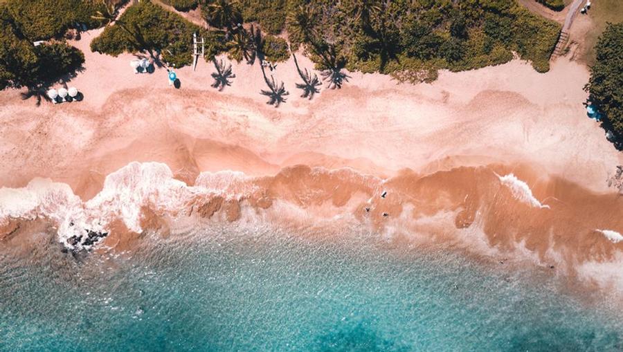 Hawaii beautiful beach overhead view.