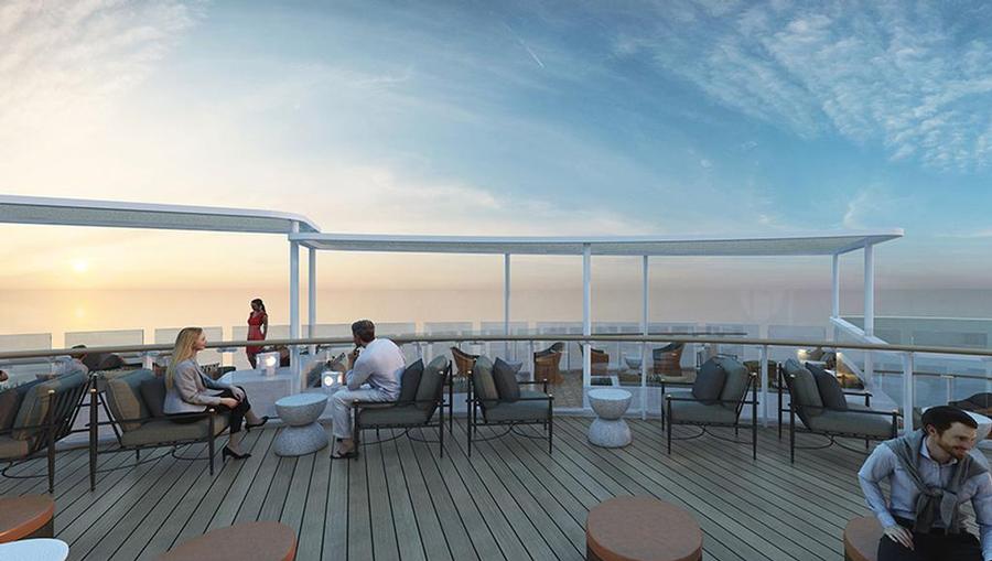 The multi-level Sunset Bar designed by Nate Berkus is one of the new, bigger spaces that puts the brilliance of this ship on full display.