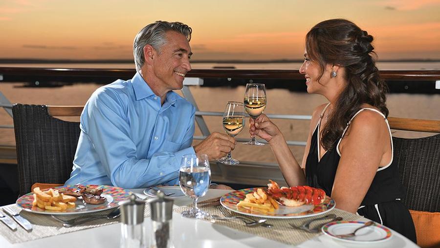 Terrace Cafe restaurant dinner drinks lobster couple