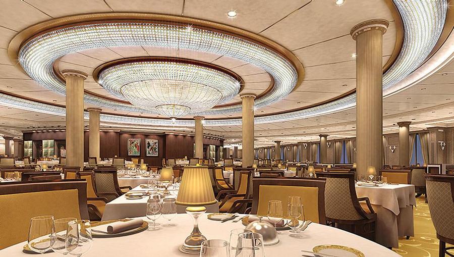 Exquisite Onboard Dining with Chandelier
