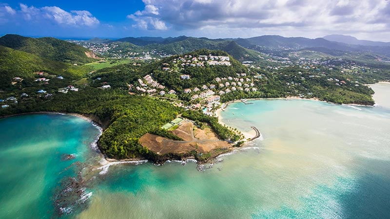 Beach vacation spot, view from the sky